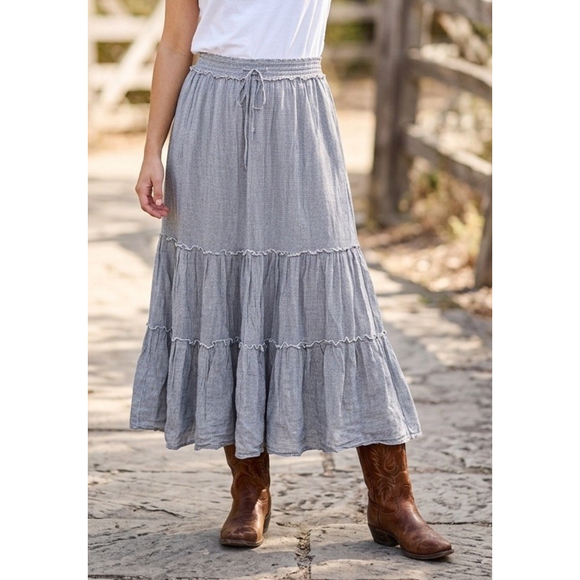 Ralph Lauren Dresses & Skirts - Ralph Lauren Denim & Supply Tiered Midi Skirt Women M Boho Cottagecore Western